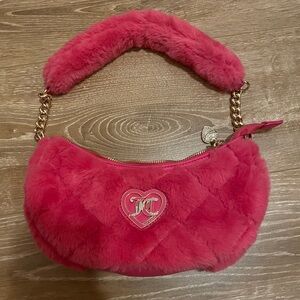 Juicy couture faux fur fuzzy shoulder bag